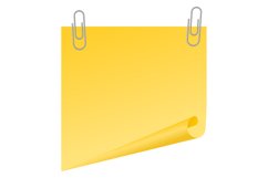 Curled corner sticky note fastened with metal paper clips Product Image 1