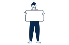 Man standing with blank placard. Message template Product Image 1