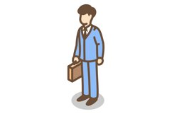 Isometric businessman with briefcase. Office manager charact Product Image 1