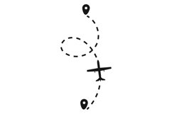 Airplane route. Plane flight trail dashed lines Product Image 1