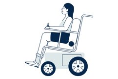 Woman sit in wheelchair. Paralyzed person. Disabled characte Product Image 1