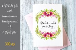 Tropical frame. Watercolor flowers palm for party invitation Product Image 2