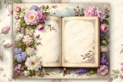 Vintage Journal Pages Open diary Book Victorian wild Roses Product Image 3