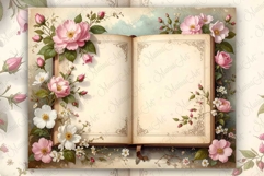 Vintage Journal Pages Open diary Book Victorian wild Roses Product Image 4
