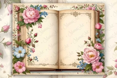 Vintage Journal Pages Open diary Book Victorian wild Roses Product Image 5