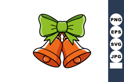 Christmas bells with green bow festive decoration vector ill Product Image 1