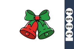 Christmas holiday bells with green bow red and green festive Product Image 1