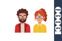 Male and female avatars wearing glasses with distinct hairst Product Image 1
