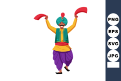 Man performing traditional Bhangra dance with colorful turba Product Image 1