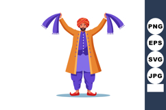Traditional Indian man wearing turban and ethnic clothing ho Product Image 1