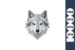 Wolf Head Vector Illustration with Orange Eyes and Geometric Product Image 1