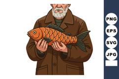 Man holding large orange fish with detailed scales in brown Product Image 1