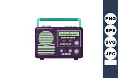 Vintage portable radio with dials and handle in purple and g Product Image 1