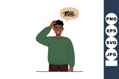 Confused young man thinking with scribble speech bubble illu Product Image 1