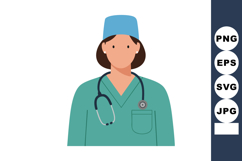 Female medical professional wearing scrubs and stethoscope i Product Image 1