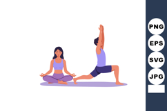 Couple practicing yoga meditation and stretching exercises i Product Image 1