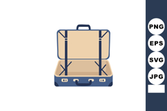 Open suitcase with beige interior and dark blue exterior tra Product Image 1