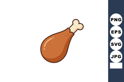 Cooked chicken drumstick vector illustration with bone and s Product Image 1