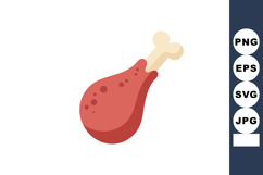 Chicken drumstick food illustration simple flat design vecto Product Image 1