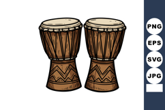 African wooden djembe drums with natural skin heads traditio Product Image 1