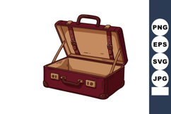 Open vintage brown leather suitcase travel baggage luggage v Product Image 1