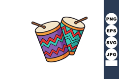 Colorful conga drums with zigzag patterns vector illustratio Product Image 1