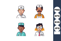 Diverse medical staff icons including nurses and doctor vect Product Image 1