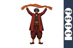 Man in Traditional Ottoman Clothing Raising Scarf with Turba Product Image 1