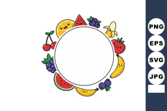 Cute cartoon fruit wreath circle frame with happy bananas ch Product Image 1