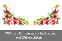 Tropical flowers and leaves frame Watercolor Sublimation PNG Product Image 1
