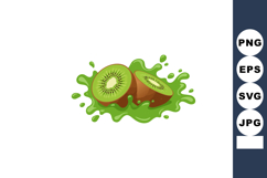Kiwi fruit halves with green juice splash fresh tropical fru Product Image 1