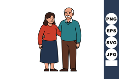 Elderly couple standing together in casual clothing vector i Product Image 1