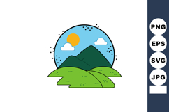 Mountain Landscape with Green Hills and Sunny Sky Vector Ill Product Image 1