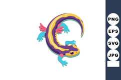 Colorful salamander with blue limbs and pink wings vector il Product Image 1