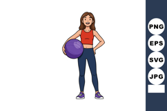 Woman holding purple exercise ball in athletic wear fitness Product Image 1