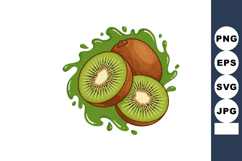Kiwi fruit with green juice splash fresh healthy tropical fr Product Image 1