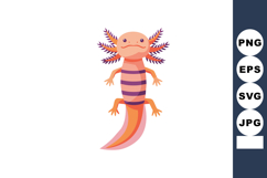 Axolotl amphibian with purple striped body and feathery gill Product Image 1