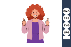 Woman with curly red hair giving thumbs up positive gesture Product Image 1