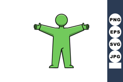 Green human figure with open arms simple vector illustration Product Image 1