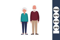 Elderly couple standing together in casual clothing vector i Product Image 1