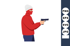 Man in red sweater wearing white hat pointing handgun side v Product Image 1