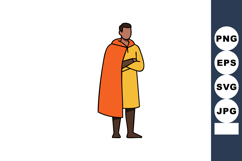 Male figure wearing orange cape and yellow robe standing wit Product Image 1