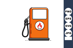 Orange Fuel Pump Vector Illustration with Fire Symbol and Ho Product Image 1