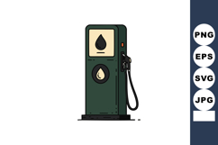 Vintage style green petrol pump illustration with fuel drop Product Image 1