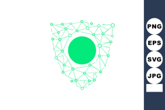Abstract green network shield with connected dots and lines Product Image 1