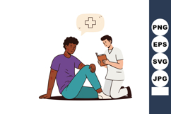 Healthcare professional assisting injured patient with medic Product Image 1