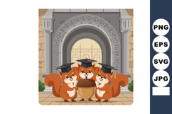Squirrel Graduates Wearing Graduation Caps Holding Diplomas Product Image 1