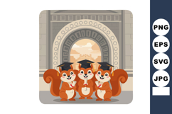 Three squirrels wearing graduation hats holding diplomas in Product Image 1