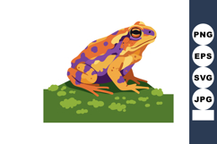 Colorful spotted frog sitting on green moss vector illustrat Product Image 1