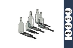 Glass Bottles with Leaf Shadows Vector Illustration in Monoc Product Image 1